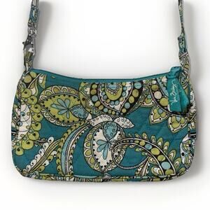 Vera Bradley Crossbody Purse Peacock Teal Green Paisley Quilted Cotton
